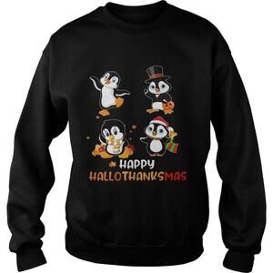 Penguin Happy Hallothanksmas Cute Holiday Sweatshirt
